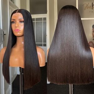 Sleek Black Hair Wig Bone Straight Hair